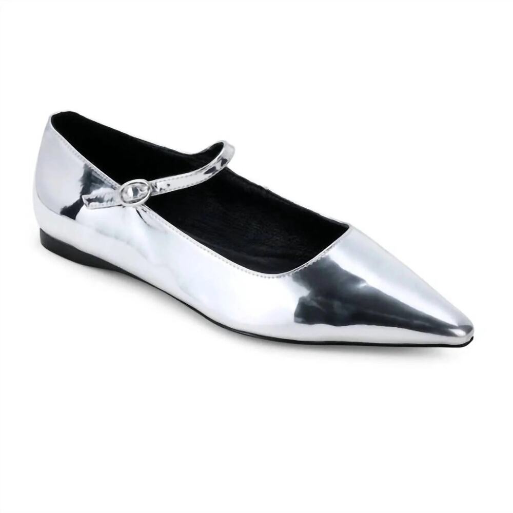 YOSI SAMRA Camille Mary Jane Flats Metallic Silver Women's Size 7 New